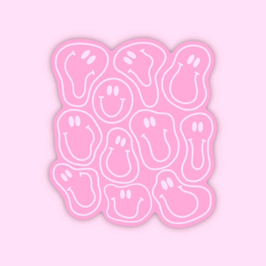 Funky Smiley Sticker - Pink