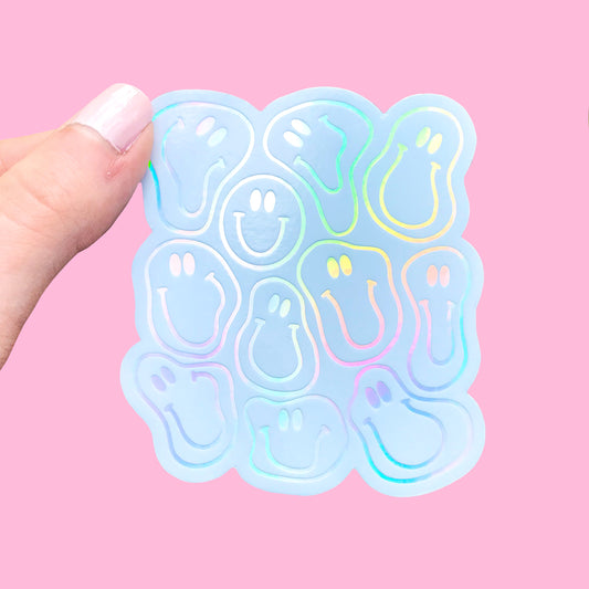 Smiley Face Holographic Sticker